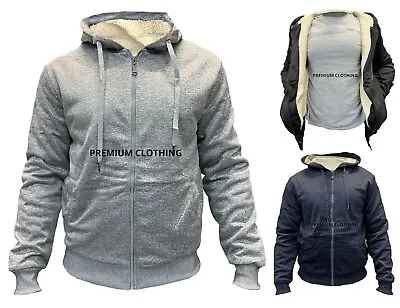 Buy Ex Store Mens Sherpa Fleece LINED Thermal Hooded Fur Jackets Thick EXTRA Warm • 13.99£