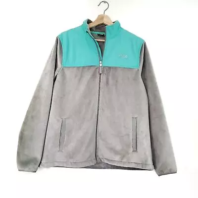 Buy Fila Size Large Sport Soft Faux Fur Zip Up Jacket Turquoise Warm Winter Women • 28.41£