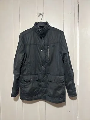 Buy Mens Weird Fish Blue / Black Shower Proof Lined Coat Field Jacket Medium • 8.95£