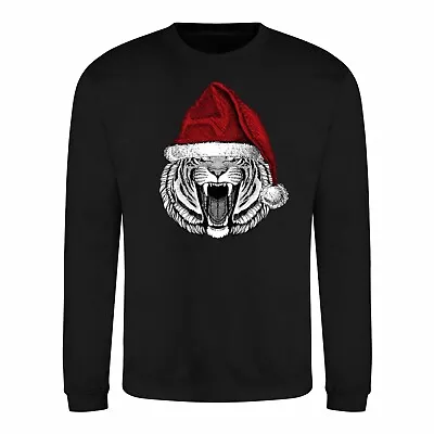Buy Tiger In Christmas Hat Sweatshirt | Cool Tiger Xmas Party Jumper Gift • 20.95£
