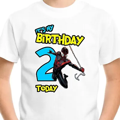 Buy Personalised Spider-Man Miles Morales Kids AGE T-Shirt Birthday Gifts Boys Top • 10.99£