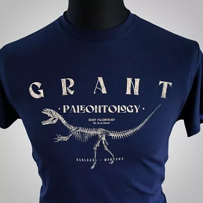 Buy Grant Paleontology T Shirt Retro Movie Dinosaur T Rex Jurassic Blue • 15.99£