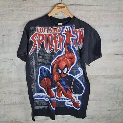 Buy Spiderman Single Stitch Tee Shirt Black W/ Graphic Print • 40£