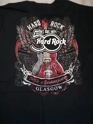 Buy Hard Rock Cafe Glasgow Unisex 50th Anniversary Black Tee New Size XXL Rrp £22.95 • 11.99£