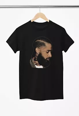 Buy Nipsey Hustle Rapper Face Print Unisex Short Sleeve Black T-Shirt Sizes S/XL • 11.99£