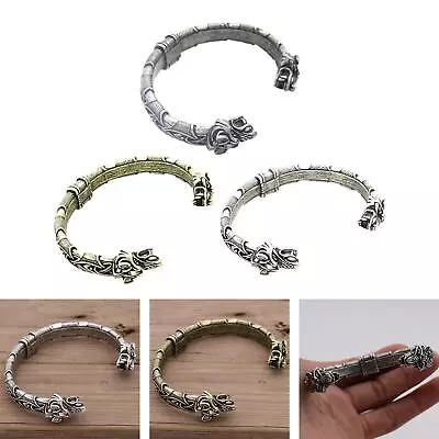 Buy Norse Mens Wolf Head Bracelet, Alloy Gifts Jewellery Viking Bracelet For Men And • 7.99£