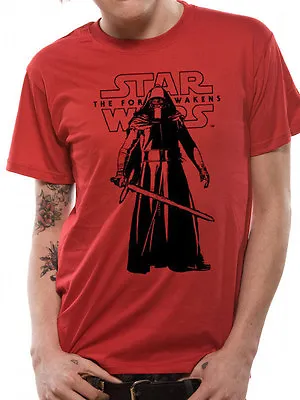 Buy Star Wars The Force Awakens KYLO REN OFFICIAL T-SHIRT Standing With Lightsaber • 13.99£