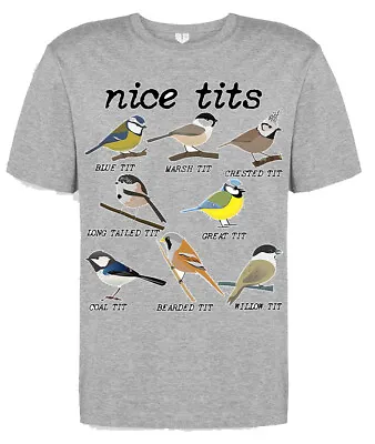 Buy Nice Tit Funny Birds Birdwatcher Birthday Novelty Gift Blue Tit T Shirt • 6.49£