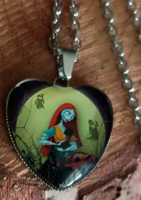 Buy Nightmare Before Christmas  Sally & Black Cat On Lap HEART Pendant With Chain • 6.56£