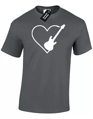 Buy Guitar Love Heart Mens T Shirt Tee Gift Present Idea For Guitar Player Musician • 8.99£