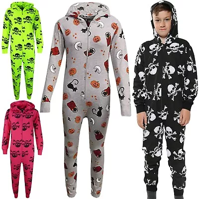 Buy Kids Girls Boys Skull Print Pyjamas Sleepsuit Costume A2Z Onesie One Piece • 12.99£
