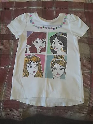 Buy Disney Princess Girls White Motif Picture Tshirt 7-8years VGC • 5.99£