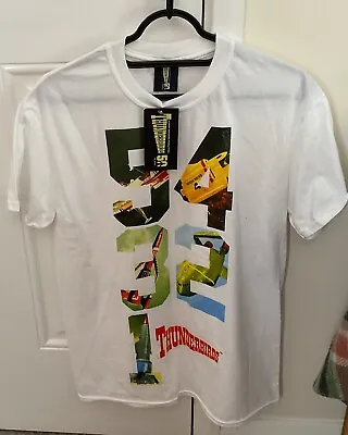 Buy NWT Official Gerry Anderson Thunderbirds 5-4-3-2-1 …White T Shirt • 15£