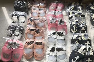 Buy X36 Job Lot Leather Booties Baby Pram Slippers Shoes 6 - 12, 12-18, 18-24 Months • 0.99£