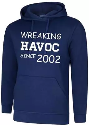 Buy 22nd Birthday Present Gift Wreaking Havoc Since 2002 Mens Womens Hoodie Hoody • 22.99£