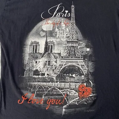 Buy Sol's Paris France Tshirt Womens Size XL Eiffel Tower Love Regent Black Europe • 7.55£