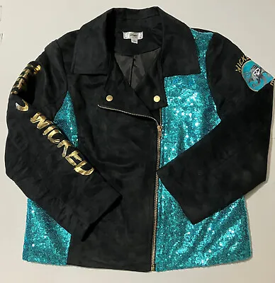 Buy NEW Descendants Uma Shirt/Jacket Zip Up Sz XL Black & Aqua W/Sequins *Never Worn • 1.89£
