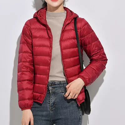 Buy Ladies Puffer Jacket Full Zip Outwear Women Hooded Outdoor Casual Pocket Coat • 22.49£
