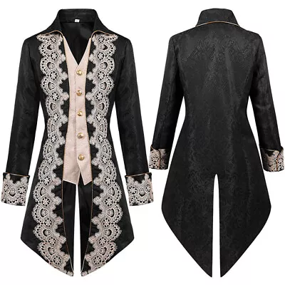 Buy Mens Retro Coat Steampunk Gothic Jacket Frock Victorian Morning Steampunk • 57.69£