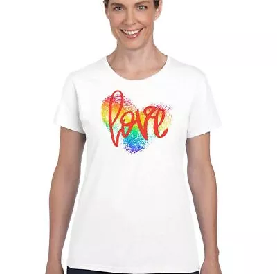 Buy LGBT T-SHIRT Mens Love Funny Gay Pride Lesbian Heart Rainbow Colours Unisex Top • 9.49£