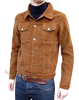 Buy Mens NEW Jacket Coat Ginger Brown Tobacco Corduroy Indie Mod Retro Vtg Cord 70's • 39.99£