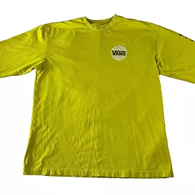 Buy Vans Off The Wall Lime Green Long Sleeve T-Shirt Skater Spellout S Oversized • 12.95£