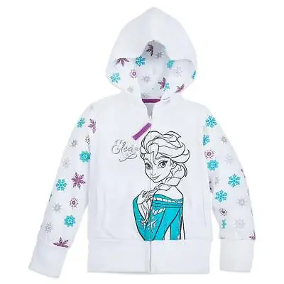 Buy New Disney Store Elsa Hoodie Jacket Sweatshirt Zip Up Girl 5/6 White • 15.99£