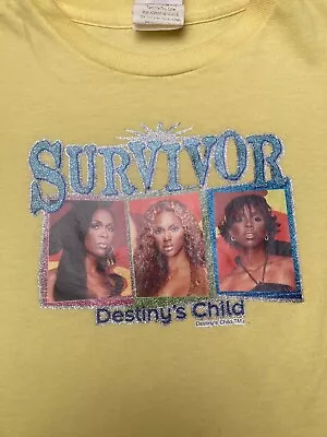 Buy Destiny's Child T-Shirt Vintage 2001 Y2K Baby Tee Yellow Survivor Youth S 6X • 12.60£