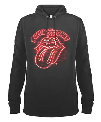 Buy The Rolling Stones Neon Sign Slate Pull Over Hoodie Amplified Clothing • 19.79£