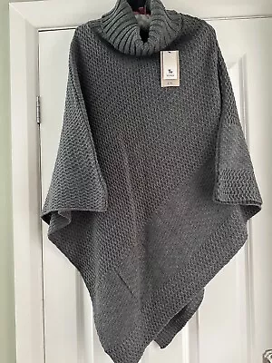Buy TU Ladies Grey Knitted Poncho / One Size / BNWT • 4£