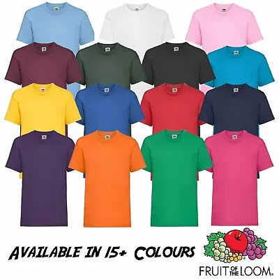 Buy 1 Fruit Of The Loom Boys Girls Kids T Shirts Cotton Plain Short Sleeve Tee Shirt • 2.99£
