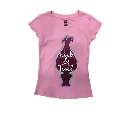 Buy 🌹DreamWorks Trolls Girls Short Sleeve Pink Graphic T-Shirt Size XL(14-16)🌹 • 8.03£