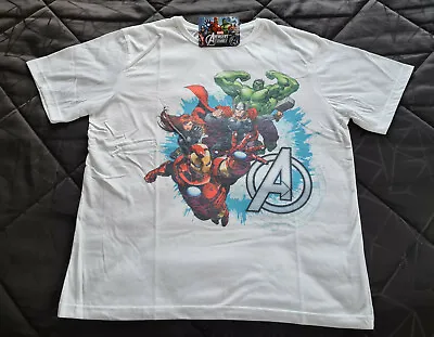 Buy Marvel Comics Avengers Assemble Mens White Printed Short Sleeve T Shirt Size XXL • 12.51£