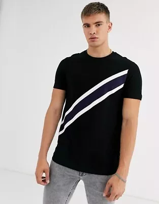 Buy Burton Menswear T-Shirt, Black With White Stripes Size: L. New With Tags RRP £16 • 6.95£