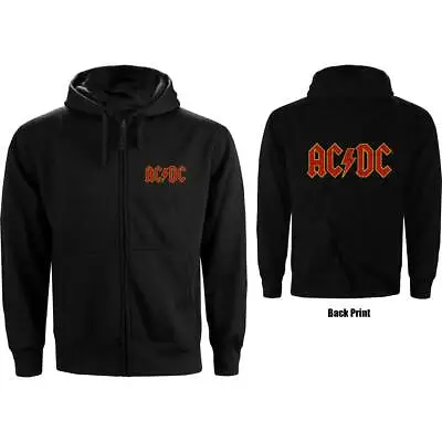 Buy AC/DC Unisex Zipped Hoodie: Logo (Back Print) - Black Cotton • 30.49£