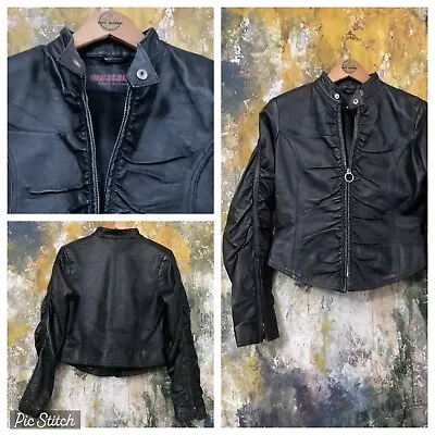 Buy Black Leather Bomber Jacket Biker Vintage Mustang • 142.10£