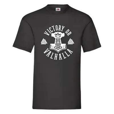 Buy Victory Or Valhalla Thors Hammer Vikings T Shirt Small-3XL • 11.99£