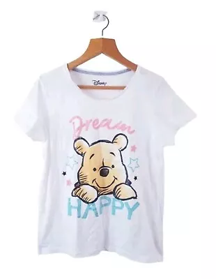 Buy Winnie The Pooh Disney Women's Cropped Graphic T-Shirt White Sz L • 8.95£