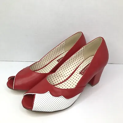 Buy BAIT But Another Innocent Tale Riviera Red Peep Toe Pumps Heels Womens Sz 9 • 30.30£