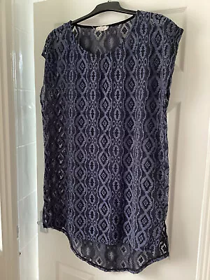 Buy NEXT Tunic Top Lacy Size XL 16 Navy Blue • 3£