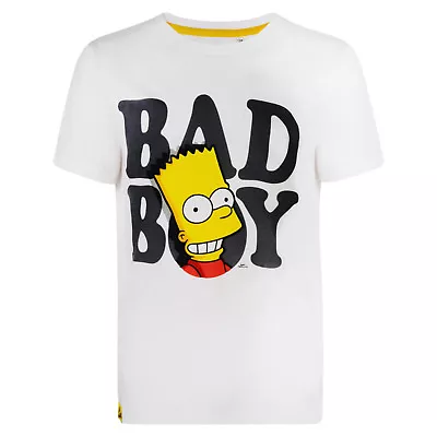 Buy Boys T Shirt Bart Simpson Bad Boy Ex Store White Short Sleeve Top 10-16y New • 2.99£