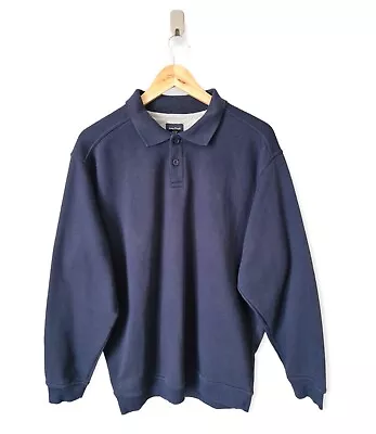 Buy James Pringle Navy Polo Collared Sweatshirt Jumper Size Large • 16£