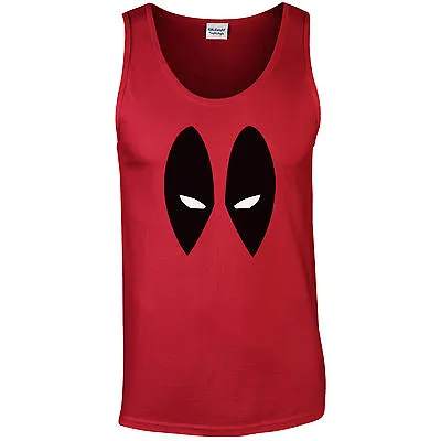 Buy Cartoon Eyes Red Tank Top - Inspired Comics Eyes Face Mens Exercise Gym Vest • 11.82£