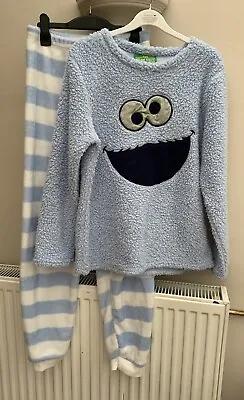 Buy Primark Sesame Street Cookie Monster Fleece Pjs Pyjamas Size S VGC • 10£