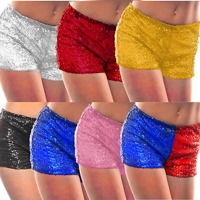 Buy 90s Sexy Hotpants Sequinl Party Stretch Shorts Hot Pants Harlequin Festival 80s • 7.99£
