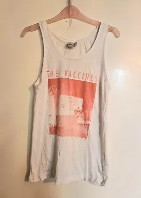 Buy The Vaccines White & Pink Vest Tank Top Band Merch ASOS Size 8 • 4£