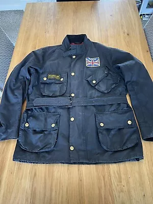 Buy Mens Black Barbour International Union Jack Waxed Jacket. Size Large, Belted • 159.99£