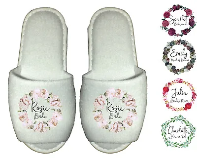 Buy Bridal Spa Slippers - Personalised Wedding Bride Bridesmaid Succulents Flowers • 6.49£