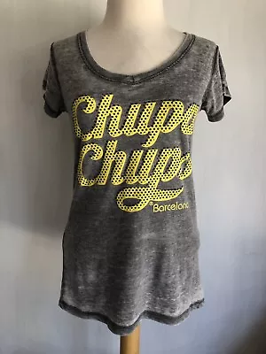Buy CHUPA CHUPS Lollipops Barcelona Official Burnout V-Neck T-Shirt Size Medium • 18.33£