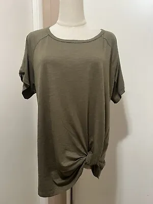 Buy Sanctuary Women's Green Tie Knot Front Short Sleeve T-Shirt Size 1X NWT • 27.99£